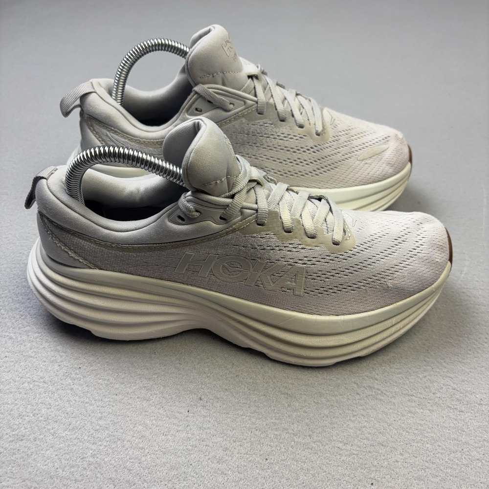 Hoka One One Bondi 8 Shoes Womens Size 8.5 Gray Running Sneakers Mesh Athletic